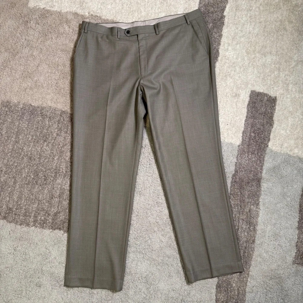 Lauren Ralph Lauren Mens 42x32 Taupe Brown Glen Plaid Dress Pants Flat Front